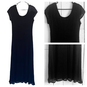 C.W. Rose Lace Knit Black Vintage Dress Petite